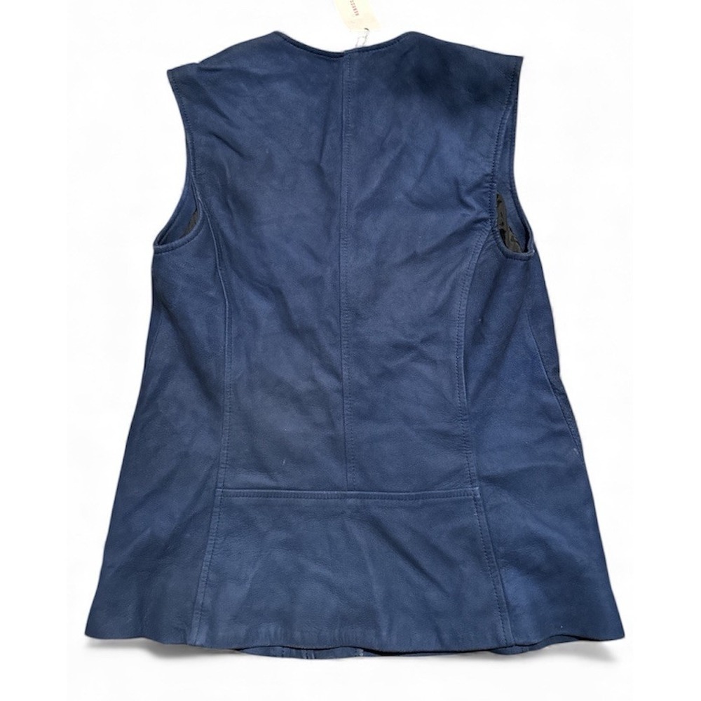 Rebecca Taylor Lamb Leather Motto Vest Cobalt Blue Womens Sz Small Retail $695 - Picture 7 of 12